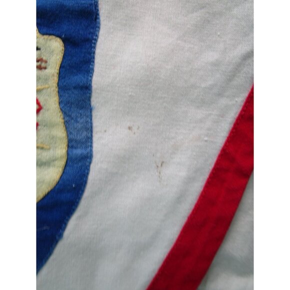 Vintage Anns Christmas Tree Skirt Santa Cat Applique Design Cotton GUC Faded - Picture 11 of 16